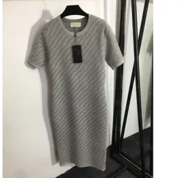 23ss summer dresses women dress womens designer clothing Double F letter pack hip split knitted short sleeve dress High quality womens clothing a1