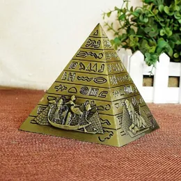 Nowość Egiptan metalowy faraon khufu piramidy figurka piramida budynek statua miniatury domowe biuro biurowe Dekor Dreive pamiątka G230520