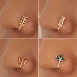 Clipes de nariz anéis de pregos aros para mulheres que não pisam a borboleta de borboleta cristal