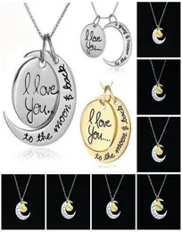 سلسلة ذهبية قلادة القلب مجوهرات كورية رخيصة أحبك إلى القمر وظهر قلادة فضية للنساء الرجال أحبك القمر قش NE7888180