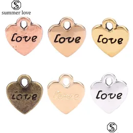 Charms Arrival Heart Small Pendant Charm For Bangle Bracelet Necklace Vintage Sier Gold Rose Love Letter Fashion Jewelry Drop Delive Dh2Pv