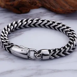 Bilezikler 9 "Örgülü Orijinal Deri Erkek Bilezikler Paslanmaz Çelik Bilek Erkekler Erkekler Charm Cuff Bangle El Mücevher Aksesuarları