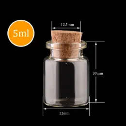 Empty Glass Jars With Cork Pendant Craft Clear Glass Vials Bottles 22mm Diameter Multiple Specification for Choose Wholesale