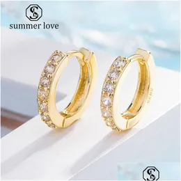 Stud High Quality Cubic Zirconia Cuff Earrings For Women Korean Style 925 Sterling Sier Needle Plated Copper Crystal Hoop Drop Deliv Dhh0L