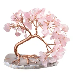 Exibir tumbeelluwa natural quartzo cristal em árvore ágata slice base reiki sortuda bent cippress árvore decoração de decoração de ornamentos de bricolagem diy presente