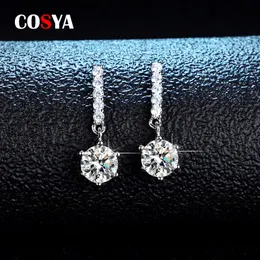 Stud Cosya Real 1 Carat Moissanite Kolczyki dla kobiet 100% 925 Srebrne Diamentowe Kolczyki weselne Prezenty biżuterii