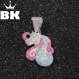 Kolyeler Bling King Unicorn Kolye Kolye Hip Hop Full Buzlu Kübik Zirkonya Altın Kaplama CZ Taş