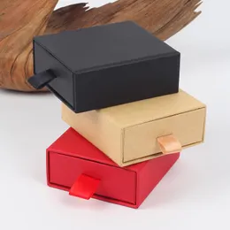 Kutular 20pcs Siyah/Kahverengi/Kırmızı Dikdörtgen Takı Paketleme Kutusu Küpe Kolye Kolye Takı Set Görüntü Kutuları Hediye Kutusu Kılıfı