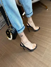 Высококачественные каблуки Sandals Pvc Super High Heel для Nasty Girl Summer Luxury Designer Shoes Beading Women Stain Pating Hee4368831