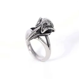 Anéis de cluster 316L de aço inoxidável lobo masculino de anel de ciclismo de jóias de animais vintage