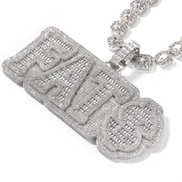 Hip Hop A-Z Cartas personalizadas colares pendentes de zircão full zircon masculino ouro prata