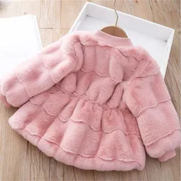 Whole and Retail Girls' Faux Fur Coat 2021 Autumn Winter New Mink Velvet Your Waist Warm Top Casual Jacket fashion Childr269d