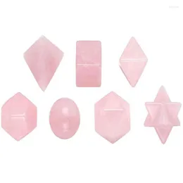 Naszyjniki wiszące hurtowe 7 szt. Geometryczny kształt różowy różowy kwarc merkaba symbol ametystów biżuteria kamienna