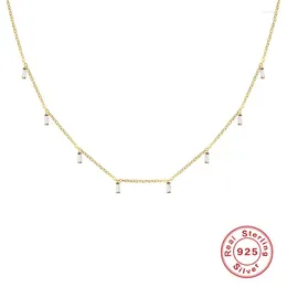 Kedjor boako plata de ley 925 halsband för kvinnor klar kristallkedja runt hals krage para mujer bijoux femme vintage