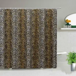 Shower Curtains Brown Leopard Print Curtain Set Modern Animal Personality Home Bathroom Decor Bath Waterproof Cloth With Hooks