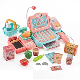 Kitchens Play Food Electronic Mini Simulated Supermarket Cash Register Kits Toys Kids Checkout Counter Role Pretend Cashier Girl Toy 230520