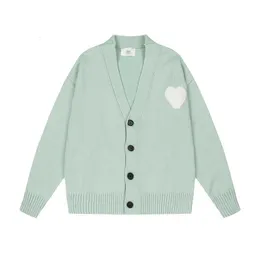 Amisweater France Fashionable 자수 심장 패턴 디자이너 남성 스웨터 Am I Macaron Love 남성과 여성을위한 Jacquard Cardigan 2QVC