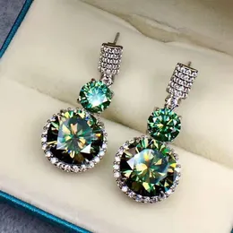 Stud yeni doğal moda yeşil moissan küpeler 925 Sterling Gümüş Takı Düğün Damlası Küpe Kolye Kadın Hediyeleri