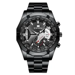 Good Quality Leisure Sport Luminous Pointer Stainless Steel Mens Watch Quartz Watches Calendar Smart Wristwatches VAVAVoom Brand274Y