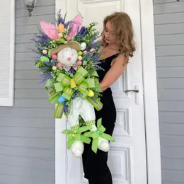 Dekorativa blommor påskkrans vackra tecknad bowknot design festival dörr heminredning