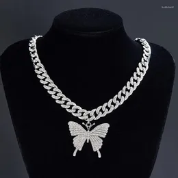 Chains Butterfly Necklace Senior Sense Full Drill Fashion Hip Hop Rap Nightclub Everything With Ins Wind Cuban Chain