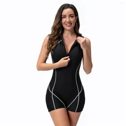 Women's Swimwear Bikini Surfing Front Zipper Wetsuit Women Rash Guards Sleeveless Flat Angle Shorts One Piece Snorkeling Diving Suit