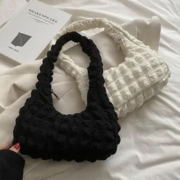 Waist Bags Ins Style Pleated Women Underarm Bag White Bubble Small Tote Shoulder Sweet Girls Messenger Clutch Purse