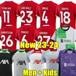 Gakpo 23 24 Sezon Futbol Formaları Liverp00L 2023 2024 Evde Futbol Gömlekleri Erkek Çocuk Kitleri Üniformaları Camiseta Maillot de Ayak Üstleri Tee Tişörtleri Üçüncü
