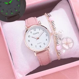 ساعة Wristwatches Women Quartz Watch Set Light Night Weathes Fashion Watches Trendy Strendy with Watchwrist for Womens Girls Gift Drop