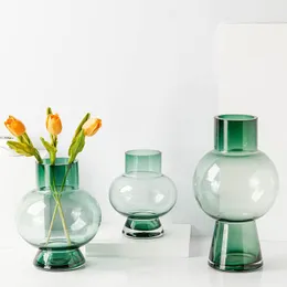 Vasos Estilo nórdico Simple criativo redonda redonda vaso de vidro ornamentos de vidro moderno decorações de sala de estar arranjo de flores