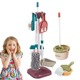 Andra leksaker Kids Cleaning Set Housekeeping Preteny Play Kit Gift inklusive Broom Mop och mer för småbarn 230520