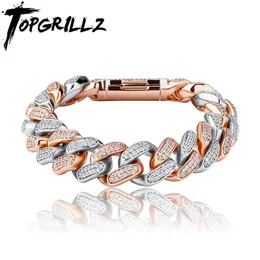 Armband Topgrillz Nytt 16mm armband med lådans spänne av hög kvalitet isad kubisk zirkoniumhiphop mode personlighet smycken för gåva