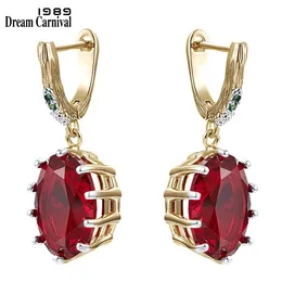 Knot Dreamcarnival1989 Red Big Arting Elings for Women Seconcate zircon Zircon White Gold Plated Grotmed Grotic Jewelry WE4034RD