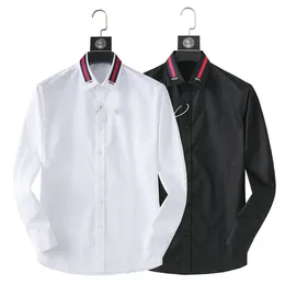 2023 Весенняя вышитая черная рубашка Мужская рубашка с длинными рукавами.