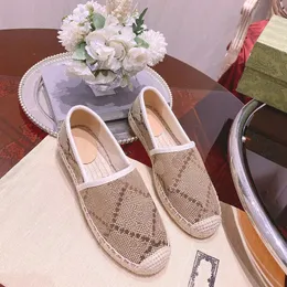 Designer Summer classic fashion luxury brand Women's canvas shoes Fisherman canvas flats Comfortable walking casual shoes cotton tweed Grosgrain leather