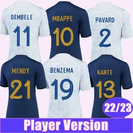 22 23 Mbappe Giroud Griezmann Heren voetballen Player -versie Kante Benzema Dembele Home Away Football Shirts Uniformen
