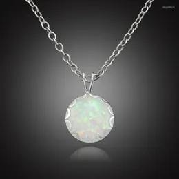 Подвесные ожерелья Оптовая розничная торговля довольно белая огненная опальная модная украшения серебряный серебряный для женщин Op343