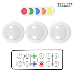 Night Lights 1 Set Remote Control LED Light 16 Color RGB 10 Gear Battery Powered Self-adhesive Wireless Home Bedroom Wardrobe Lamp