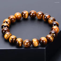 Strand Fashion Blue Green Tiger Eye Bransoletka Kamień naturalny 8 mm okrągłe koraliki elastyczność lina mężczyzn Kobiety z koralikami biżuteria Buddha