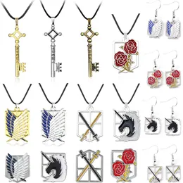 Necklaces 20Pcs Attack On Titan Necklace Shingeki No Kyojin Anime Cosplay Wings Of Liberty Pendant Charm Dangle For Women Men Jewelry Set