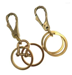 سلاسل المفاتيح 1PCS Retro Brass Keychain Hook Split Ring Keyring Decor Associory Women Gen Men Hight