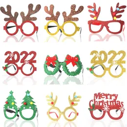 Okulary przeciwsłoneczne Dekoracje świąteczne 2023 okulary rama dla dorosłych dzieci prezent Santa Snowman Xmas Decor Rok