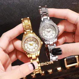 Armbandsur kvinnor tittar på lyxklubb mode guldklocka rhinestone armbandsur unika gåvor relojes para mujer relogio reloj de de