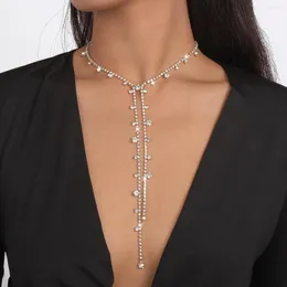 Cadeias Europa e América Colar de corrente de strass integral para mulheres Tansel longa Taxker Crystal Collar Party Jewels NeckAccessories