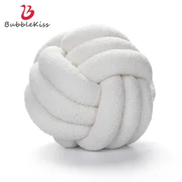 Cushion/Decorative Pillow Bubble Kiss Knotted Ball Design Round Throw Pillow Waist Back Wool Cushion Sofa Bed Decoration Dolls Toys For Kids 230520