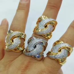 Pierścienie Godki Crossover Luksusowe oświadczenie Układalny pierścionek dla kobiet Wedding Cubic Cyrron zaręczyny Dubai Punk Bridal Top Pinking Pierścienie