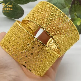Bangle Aniid African Gold Plated Cuff Bangles For Women Marockan Jewelley Wedding Presents Dubai Indian Copper Bangles Nigerian smycken