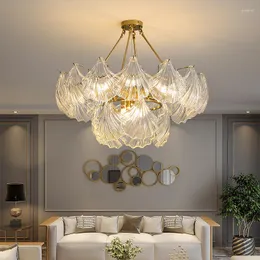 Lampy wiszące Lampa LED Postmodern szklana skorupa żyrandol 2023 francuski retro minimalistyczna kreatywna jadalnia w salonie główna sypialnia