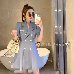 Women's Suits & Blazers Suit Dress Female Summer 2023 Short Sleeve Thin Net Red Fried Street Small Man Double Row Button Temperament Skirt