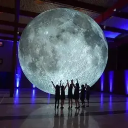 Festival dekorasyonu için gri dev aydınlatma şişme ay topu asılı topraklama gezegen balonu